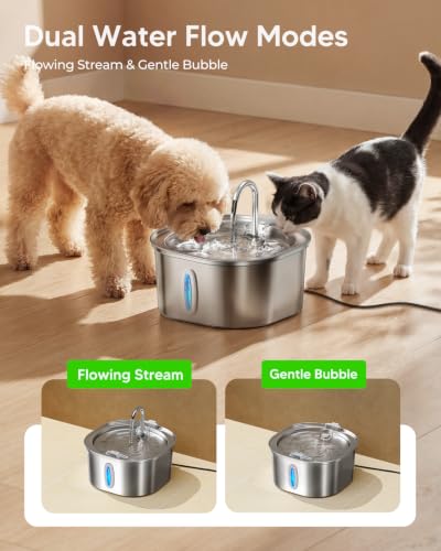 Stainless Steel Cat Water Fountain with 3 Filters