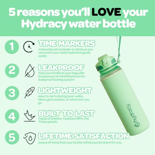 Motivational Water Bottle with Time Marker & Fruit Infuser 17 oz