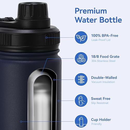 16 oz Kids Water Bottle for School Stainless Steel Double Wall Vacuum Insulated Water Bottle with Straw lids & Spout Lid (8 Count)