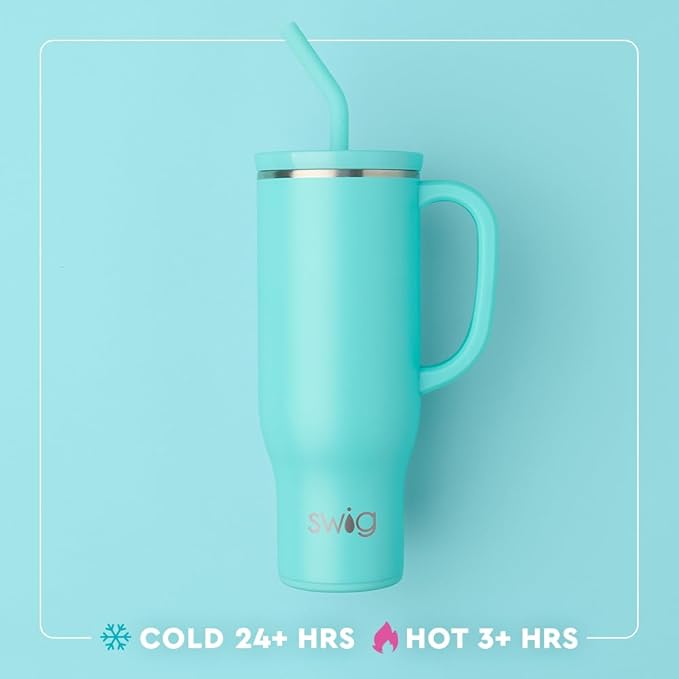 Swig Life 30oz Mega Mug, 30oz Tumbler with Handle and Straw, Large Insulated Tumblers, Cup Holder Friendly Travel Mug, Stainless Steel 30 oz Tumbler, Reusable Insulated Water Bottle (Lone Star)