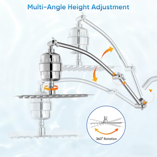 10 Inch Rain Shower Head with 16 Inch Extension Arm for Hard Water