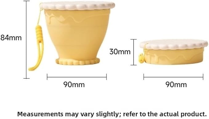 255ml Portable Silicone Foldable Coffee Cup, Scalable Mug for Travel, Kitchen and Outdoor Use(Yellow-with straw)