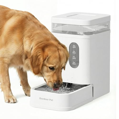1.7 Gallon Automatic Dog Water Bowl Dispenser 6.5L Gravity Water Feeder with Stainless Steel Bowl & Maifan Stone Filter