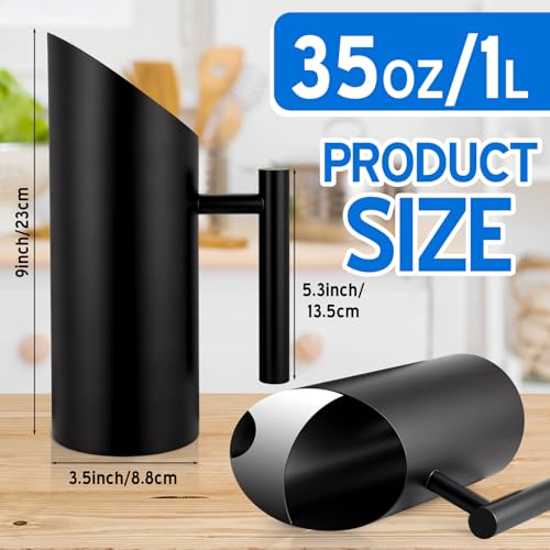 3 Pack 35oz 1.0l Stainless Steel Water Pitcher Modern Metal Pitcher with Ice Guard Black Carafe Drink with Handle or Iced Hot Drink Tea Juice Coffee Beer (3 Count)