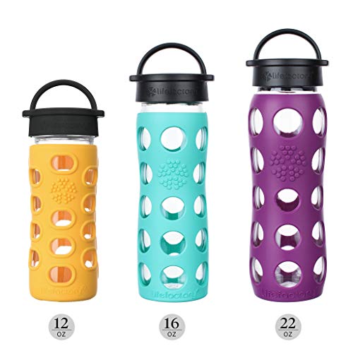 12-Ounce BPA-Free Glass Water Bottle with Classic Cap and Protective Silicone Sleeve, Coral