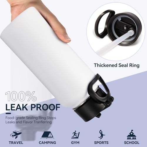 32 oz Insulated Water Bottle with 2 Lids