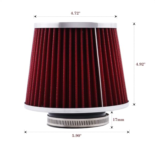 ID3" High Flow Inlet Cold Air Intake Cone Air Filter Replacement Clamp