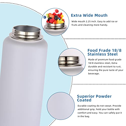 32 oz Insulated Water Bottles Bulk 2 Pack with Straw Lid & Spout Lid (2 Count)