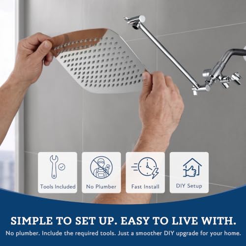 All Metal 14" Rain Shower Head with Handheld for Bathroom Upgrade