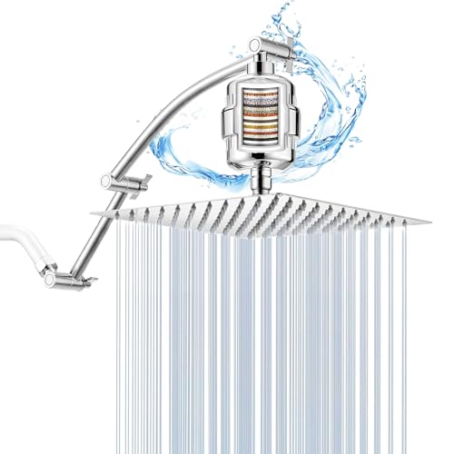 10 Inch Rain Shower Head with 16 Inch Extension Arm for Hard Water