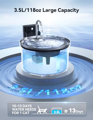 Wireless Cat Water Fountain Stainless Steel [Water & Battery Separation] FEELNEEDY Smart Pet Water Fountain