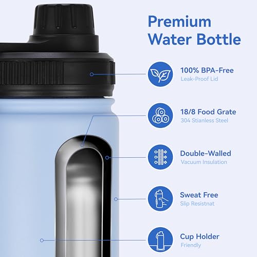 16 oz Kids Water Bottle for School Stainless Steel Double Wall Vacuum Insulated Water Bottle with Straw lids & Spout Lid (8 Count)