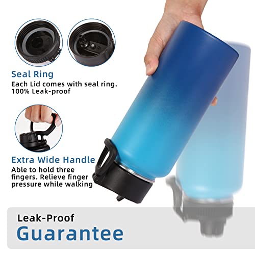 32 oz Water Bottles Bulk 2 Pack with Straw Lid & Spout Lid (2 Count)