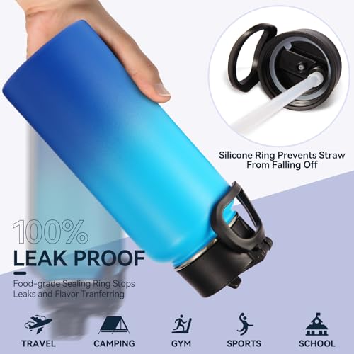 32 oz Insulated Water Bottle with 2 Lids