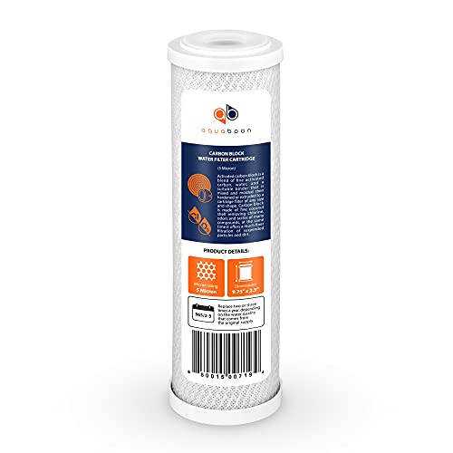 5 Micron 10 x 2.5 Carbon Block Water Filter Cartridge CTO Whole House Water Filter Replacement Compatible with WHKF (4 Count)