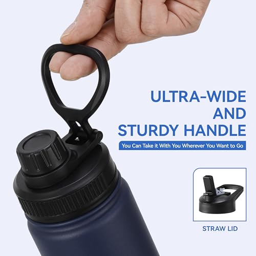 16 oz Kids Water Bottle for School Stainless Steel Double Wall Vacuum Insulated Water Bottle with Straw lids & Spout Lid (8 Count)