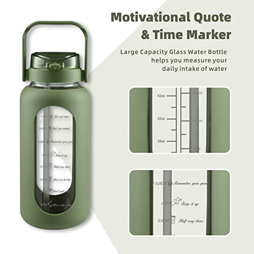 74 oz Glass Water Bottle with 2