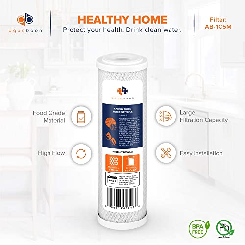5 Micron 10 x 2.5 Carbon Block Water Filter Cartridge CTO Whole House Water Filter Replacement Compatible with WHKF (4 Count)