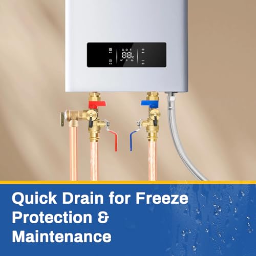 3 4 Inch GUOFIS IPS Tankless Water Heater Valve Kit with Pressure Relief Valve (30 Count)