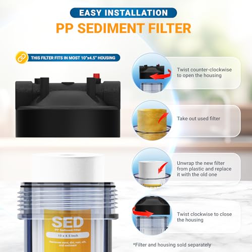 10 Micron 10 x 4.5 inch Whole house Sediment Water Filter (4 Count)