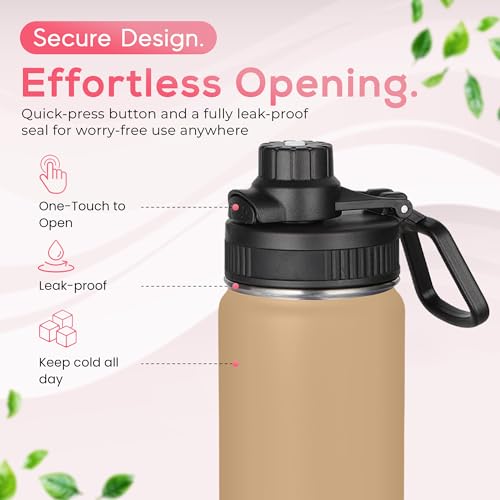 Y TOP 18 oz Insulated Water Bottle Leak Proof Spout Lid Fits in Car Cup Holder