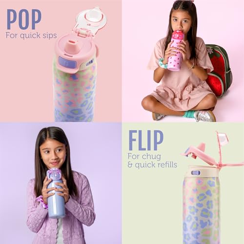 Pop & Fill 18oz Stainless Steel Kids Water Bottle with Quick Fill Lid