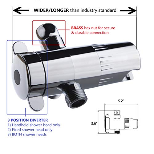 5 Inch 5 Function Dual Shower Head System with BRASS CONNECTOR and 5 Ft Stainless Steel Hose SS5459CCP