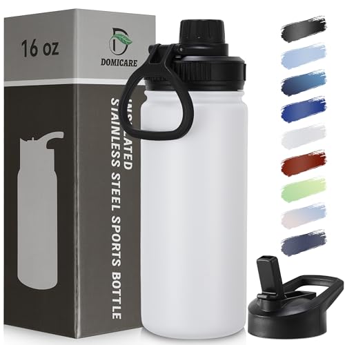 16 oz Kids Water Bottle for School Stainless Steel Double Wall Vacuum Insulated Water Bottle with Straw lids & Spout Lid