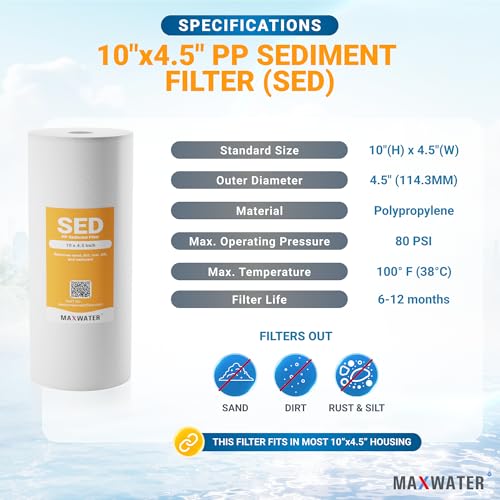 10 Micron 10 x 4.5 inch Whole house Sediment Water Filter (4 Count)