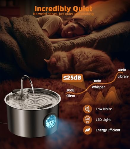 3.2L Cat Water Fountain Stainless Steel with 13 Filters Automatic Pet Water Fountain for Cats