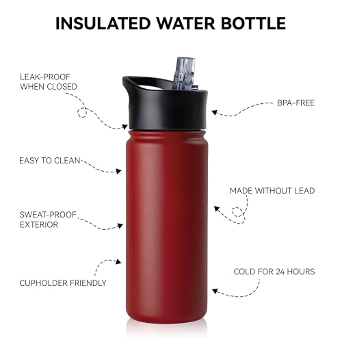 16 oz Insulated Water Bottle Bulk 8 Pack