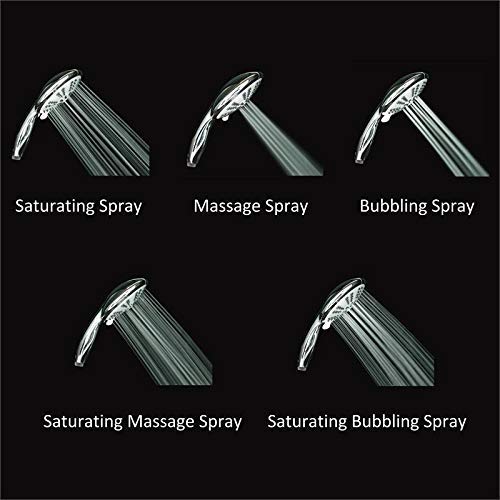 5 Inch 5 Function Dual Shower Head System with BRASS CONNECTOR and 5 Ft Stainless Steel Hose SS5459CCP