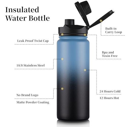 24 oz Insulated Water Bottle Bulk 4 Pack (4 Count)