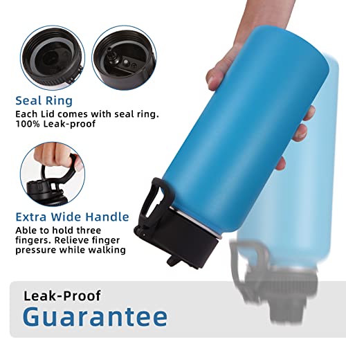 32 oz Insulated Water Bottles Bulk 2 Pack with Straw Lid & Spout Lid