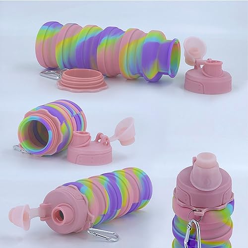 Collapsible Water Bottles Travel Sports Portable Sport Water Bottle comes with mountaineering Buckle 500ml silicone Water