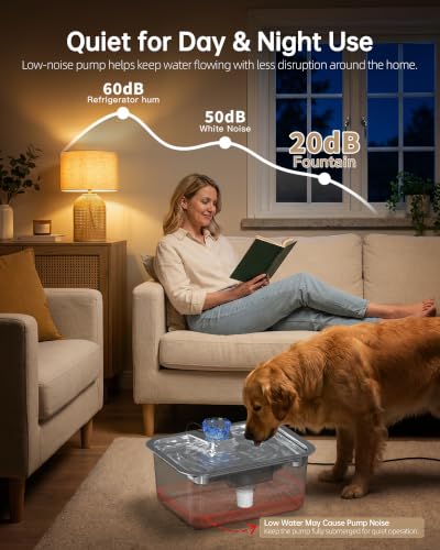 2.56Gal Large Dog Water Fountain Dispenser