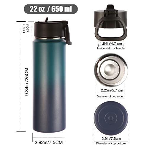 Insulated Water Bottles with Straw Bulk 4 Pack (4 Count)