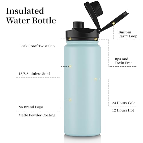24 oz Insulated Water Bottle Bulk 4 Pack (4 Count)