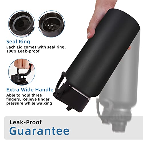 32 oz Insulated Water Bottles Bulk 2 Pack with Straw Lid & Spout Lid (2 Count)