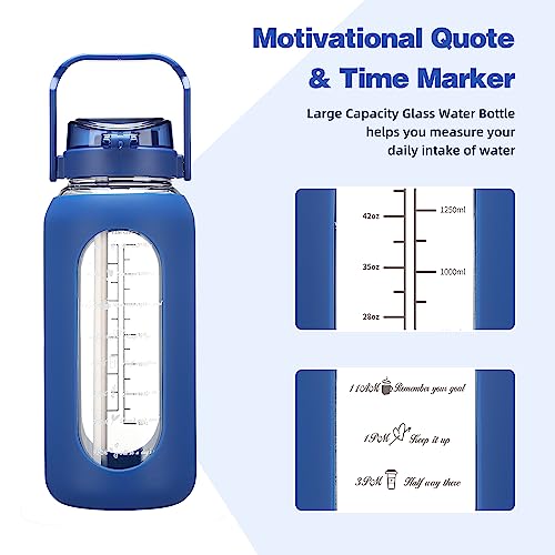 64 oz Glass Water Bottle with 2