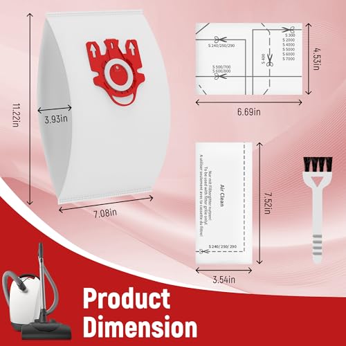 9 Pack 3D Airclean Dust Bags Replacement for Miele FJM Vacuum Compact C2 (9 Count)