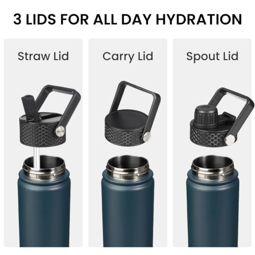40 oz Insulated Stainless Steel Water Bottle with Straw Lid