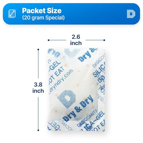 20 Gram [500 Packets] Orange Indicating Silica Gel Packets Desiccants Silica Packets