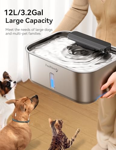 3 Gal Stainless Steel Dog Water Fountain for Large Dog