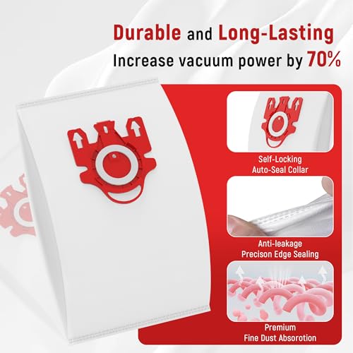 9 Pack 3D Airclean Dust Bags Replacement for Miele FJM Vacuum Compact C2 (9 Count)