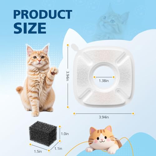32 Pcs Cat Water Fountain Filters for Veken 95oz 67oz 135oz Pet Fountain (32 Count)