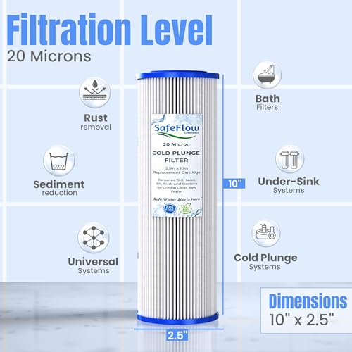 10in Ice Bath Chiller Filters 20 Micron 10" x 2.5" Water Filter Replacement Cartridge (4 Count)
