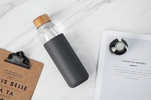 25 Oz Borosilicate Glass Water Bottles with Bamboo Lid