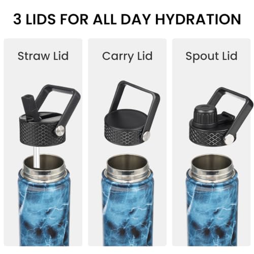 32 oz Insulated Stainless Steel Water Bottle with Straw Lid