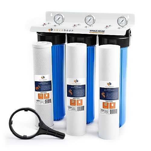 3 Stage Whole House Water Filter System with 20x4.5 CTO & Sediment Filters